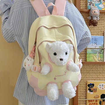 Lucky pack✨可愛小熊書包女初中生大學生少女新款雙肩包ins小衆森係百搭背包