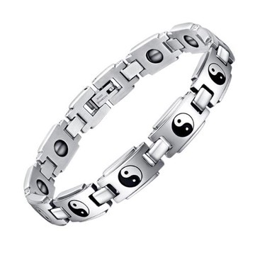 ANGEL 雙生太極鈦鋼男女款手鍊(銀色)