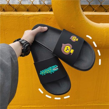 拖鞋男潮室外夏季個性情侶潮流卡通防滑軟底網紅拖鞋外穿ins潮