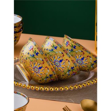 10個防燙高腳碗家用陶瓷碗吃飯泡面碗小湯碗骨瓷餐具米飯碗碟套裝