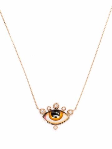 Lito - 14kt rose gold Greek eye diamond necklace - women - 14kt Rose Gold/Diamond - One Size - Pink
