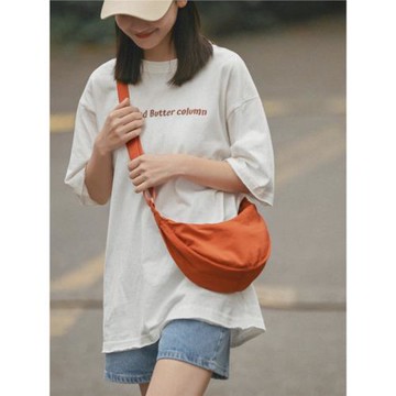 u家網紅同款2025新款尼龍布斜挎小包女簡約單肩餃子包chic小挎包