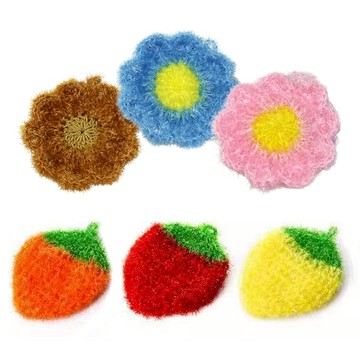 8366 草莓花朵洗碗布 草莓菜瓜布 洗碗刷 洗鍋刷 造型菜瓜布 廚房清潔用品