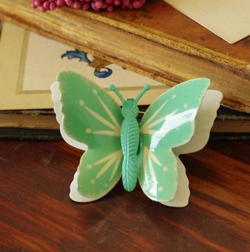 古董雙層琺瑯雙色蝴蝶昆蟲別針胸針 B1906