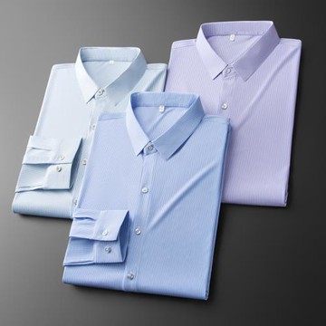 大碼男裝新款胖子長袖條紋襯衫男士加肥加大碼寬松休閑商務襯衣