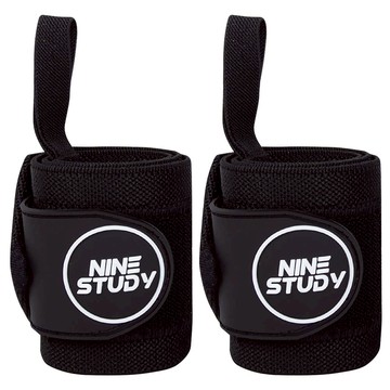 NINE STUDY AD-ROCKET 纏繞式健身重訓護腕 助力帶 拉力帶 重訓 基礎訓練款  55 x 8cm  黑色  1組