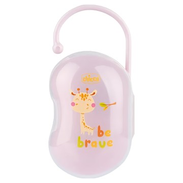 Chicco 可掛式奶嘴收納盒 不含BPA  長頸鹿粉  1個