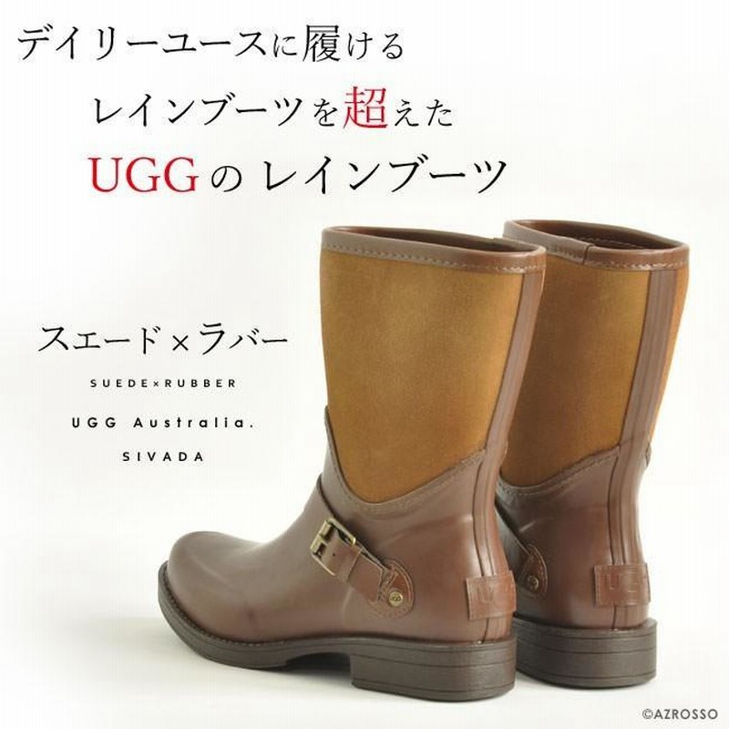 UGG レインブーツ ショート ブーツ レディース SIVADA 長靴 ブラック