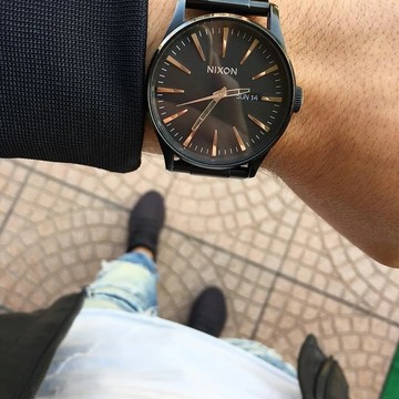 【NIXON】消光黑 X 仿舊古銅玫瑰金指針 錶 手錶 SENTRY SS 禮物