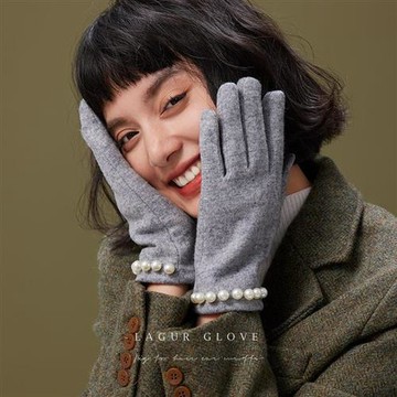 【米蘭精品】羊毛手套觸控手套-保暖加絨加厚釘珠女配件4色74jw37