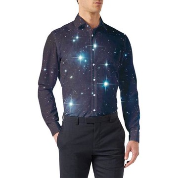 Slim lapel personalized printed shirt 修身翻領個性印花襯衫男