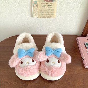 可愛少女心美樂蒂棉拖鞋女ins冬季包跟防滑保暖居家毛絨絨棉鞋