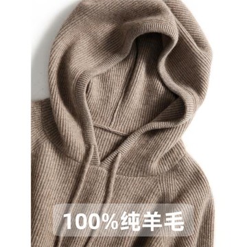 秋冬加厚帶帽百搭女寬松慵懶短款連帽羊毛衛衣歐貨針織打底帽衫