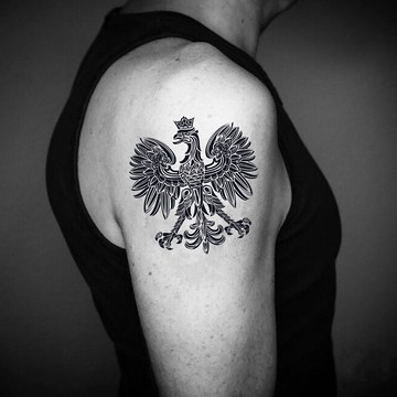 OhMyTat 波蘭鷹 Polish Eagle 刺青圖案紋身貼紙 (2 張)