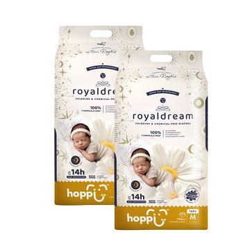 Hoppi - royaldream 皇家系列嬰兒尿布－黏貼型(M)－44片－2袋