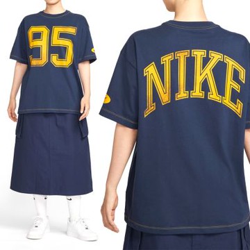 Nike As W Nsw Street Ss Os Tee 短袖 女款 藍黃色 寬鬆 T恤 HV4973-410