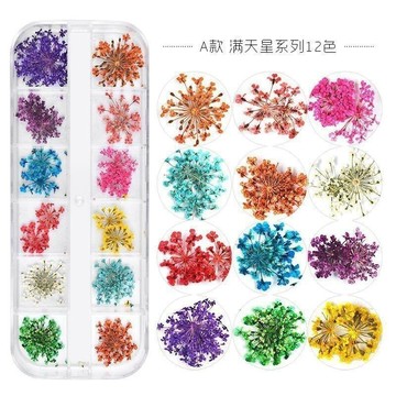 💗台灣出貨💗A款滿天星系列12色立體漸變乾花美甲裝飾品指甲嫩枝手工藝花朵標