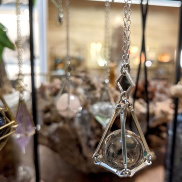 17mm茶晶 幾何項鍊 純銀 頸鏈 簡約 聖誕禮物