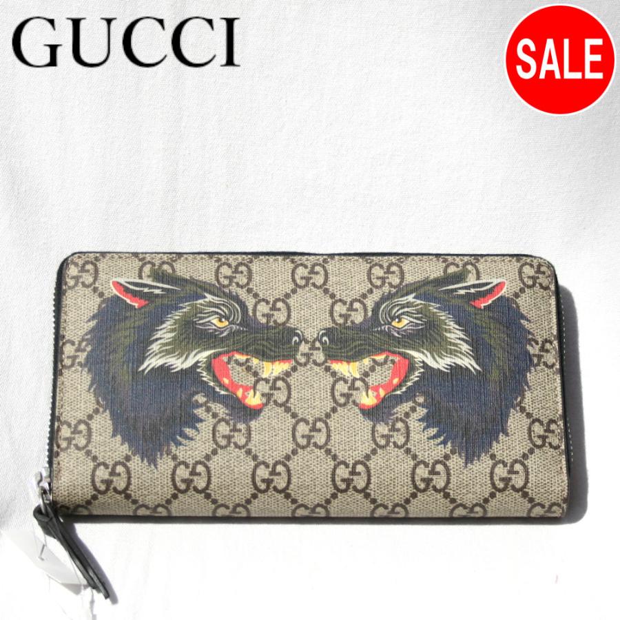 GUCCI ロングウォレット/GGスプリーム/ダブルウルフ/グッチ/長財布