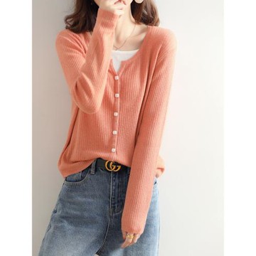 V領羊毛時尚簡約上衣針織開衫