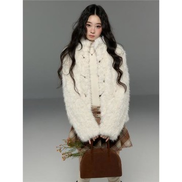 富家千金仿狐貍毛皮草外套女2025新款冬季小個子加厚毛絨大衣甜美