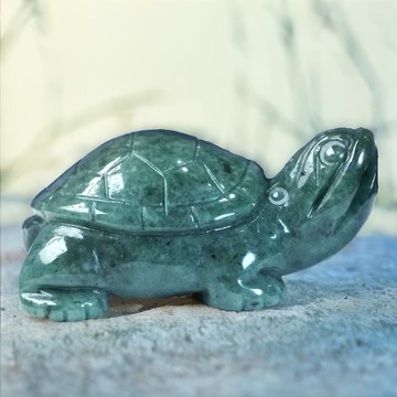 【吉祥‧長壽】花青翡翠烏龜擺飾 | 天然緬甸玉翡翠A貨 | 送禮