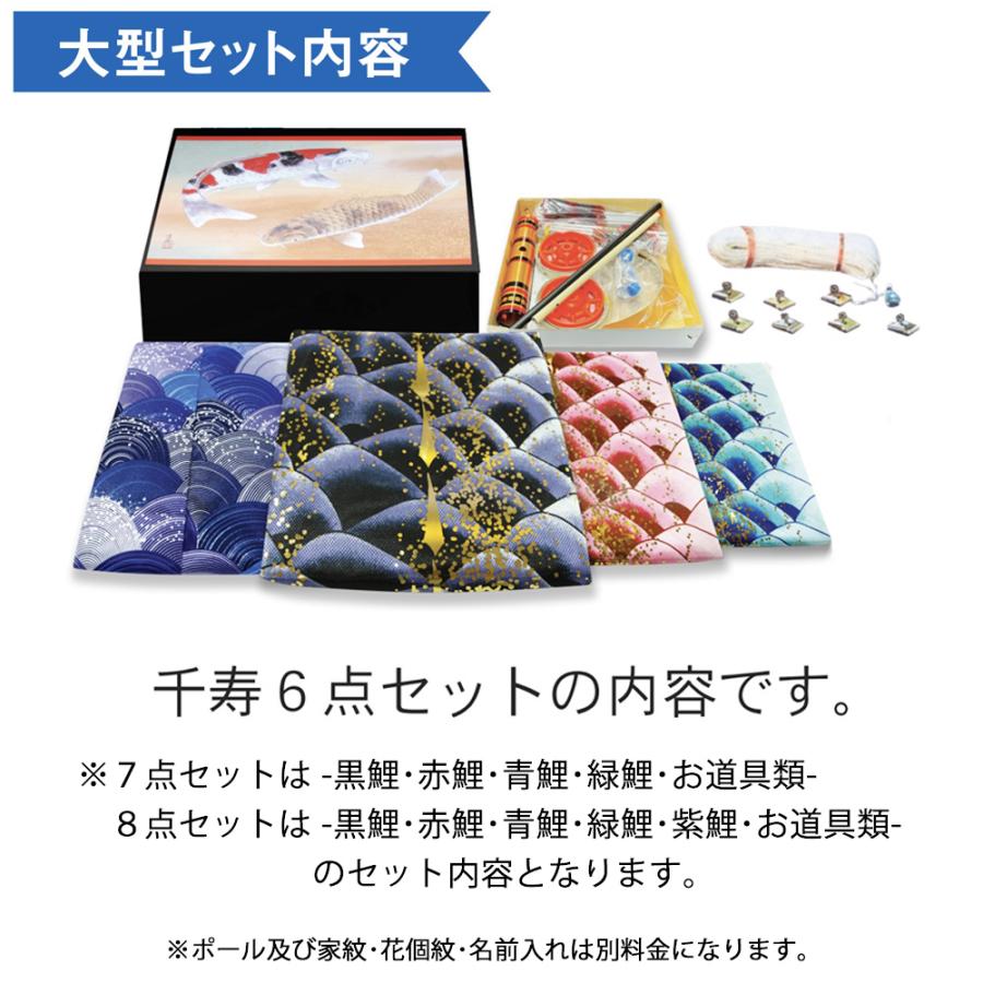 鯉のぼり 庭 園用 8m6点セット 千寿 こいのぼり ポール別売り 徳永鯉のぼり　撥水