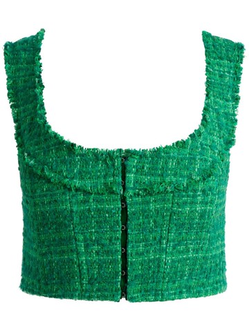 alice + olivia - Kensie tweed cropped top - women - Acrylic/Nylon/Polyester/Recycled Cotton/Other fibres/Wool - 10 - Green