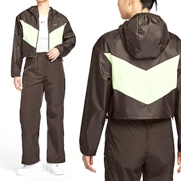 Nike As Nsw Nk Wr Wvn Ltwt Hded 女款 咖啡色 短版 落肩 連帽外套 HJ1183-220