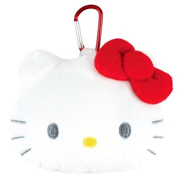 小禮堂 Sanrio 三麗鷗 Hello Kitty 登山扣絨毛造型收納包 (大臉款)