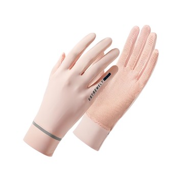 透氣防曬手套 網布款無開指 春夏戶外運動翻蓋露指冰絲涼感  粉色  23 x 9cm