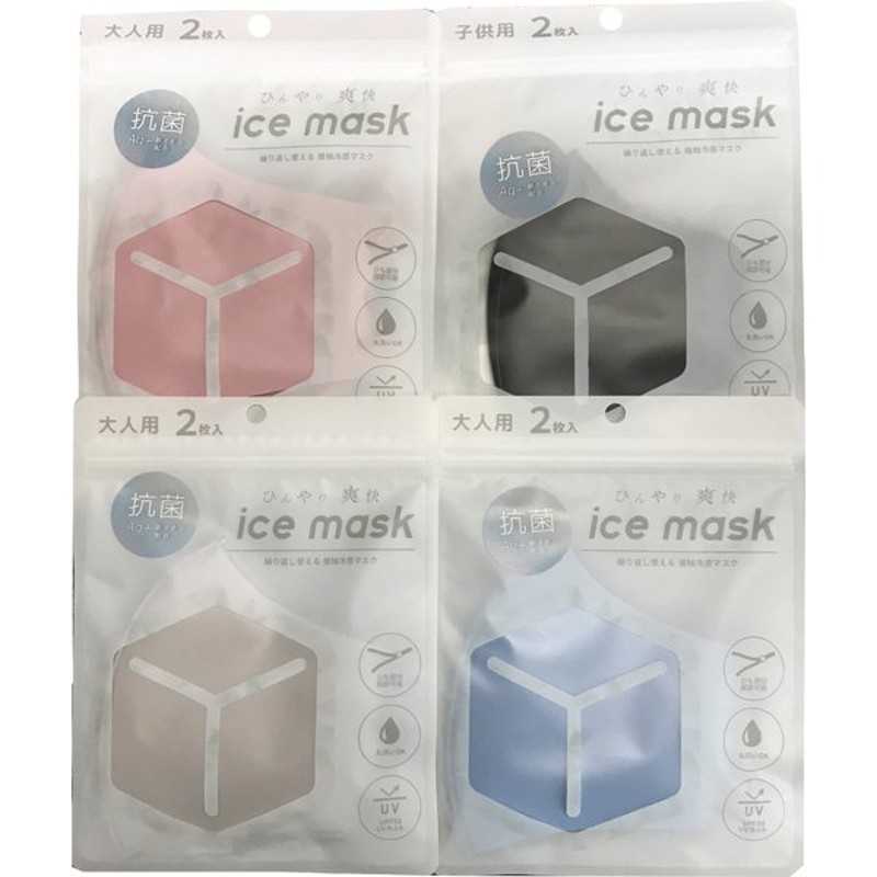 ひんやり爽快ice mask 2枚入り 大人用or子供用 ブラック ブルー ピンク ライトグレー アイスマスク 抗菌Ag+ 銀イオン配合 通販  LINEポイント最大0.5%GET | LINEショッピング