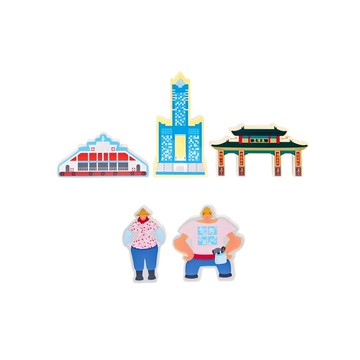 mentari 高雄地標積木 Set  原木製作精細好握不傷手，可讓孩子認識高雄地標  1組  TW-101