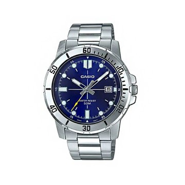 【CASIO 卡西歐】指針藍錶盤男錶 MTP-VD01D-2E