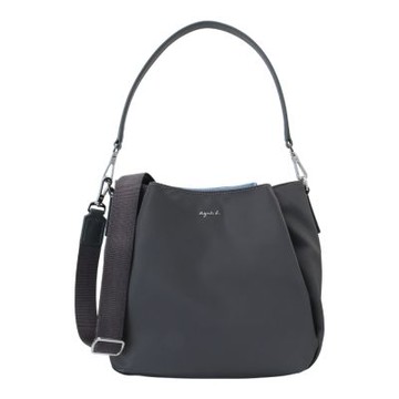 agnes b. agnes b.前雙側拉鍊尼龍兩用包(灰x內淺藍)mini