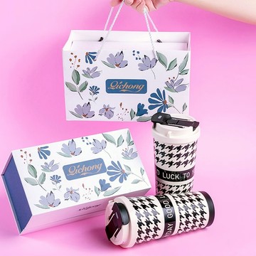 🔜[快速出貨]🆕新品上架【梨花瑪雅】摩羯座生日快樂🎂陶瓷保溫保冷隨行杯(三色)質感禮盒提袋裝💕情人禮物，閨蜜禮物