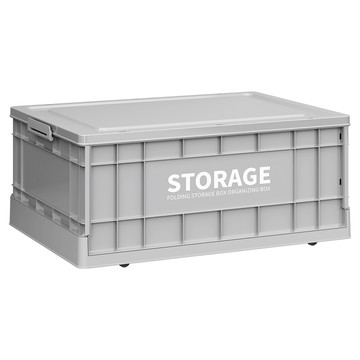 FAmILyLIFE 生活 工業風可疊加折疊收納箱 附輪 53L  61 x 42.5 x 25cm  1個  水泥灰