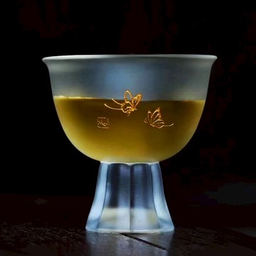 琉璃碟戀花高足杯精品高檔女生專用功夫茶具高腳茶杯品茗杯喝茶杯