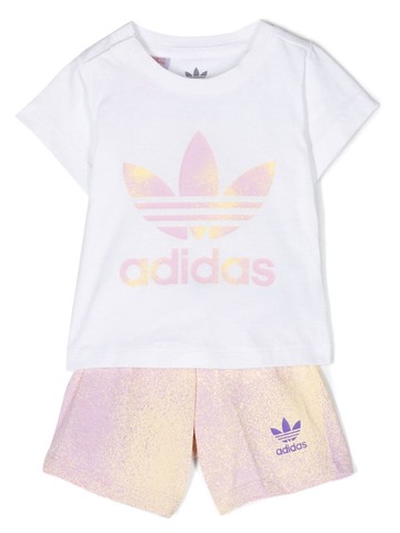 adidas Kids - logo-print short set - kids - Cotton/Spandex/Elastane - 3 mth - White