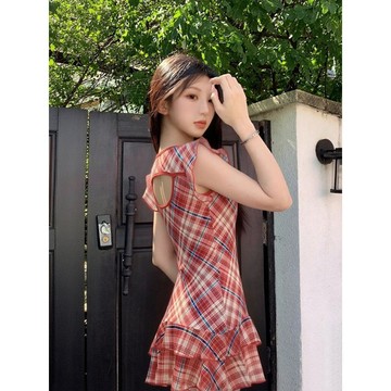 台灣出貨 復古格子泳衣 連體泳衣女 平角款泳衣 少女泳衣 學生泳衣 保守泳衣 顯瘦遮肉泳衣 爆款泳裝 可愛泳衣 夏天泳衣