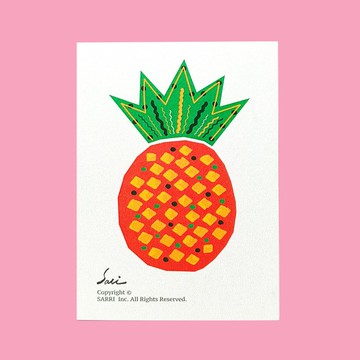 明信片 小海報 防水貼紙 機車貼紙 行李箱貼紙  旺來 鳳梨 卡片