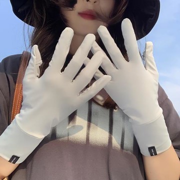 冰絲露指防曬手套女款夏季薄款戶外防紫外線開車電動車防滑可觸屏