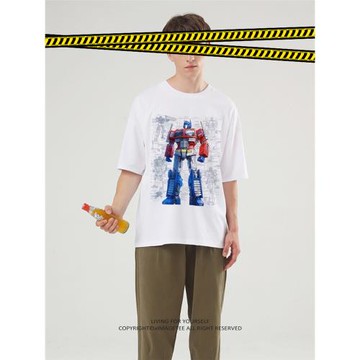 《變形金剛:起源》電影周邊擎天柱威震天 兒童裝男童短袖T恤寬松