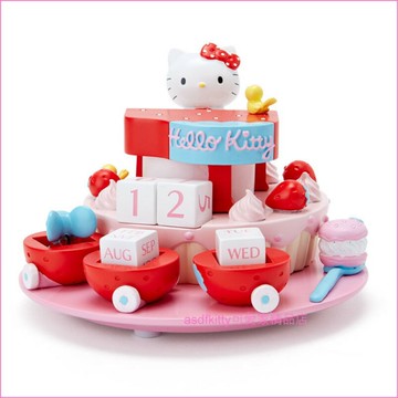 asdfkitty*KITTY草莓鋼琴蛋糕造型萬年曆/裝飾品/擺飾-日本正版商品