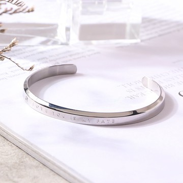 [鈦鋼]談情說愛鈦鋼手鐲【T056】-銀