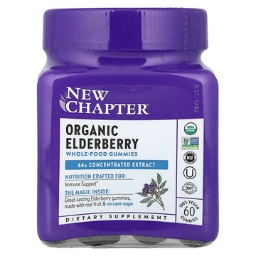 New Chapter, Organic Elderberry Whole-Food Gummies，60 粒全素軟糖