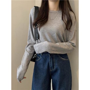 針織薄款圓領內搭小眾ins打底衫