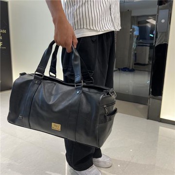 三盒子潮牌旅行男士手提包休閑日系斜挎包戶外旅游大包軟皮單肩包