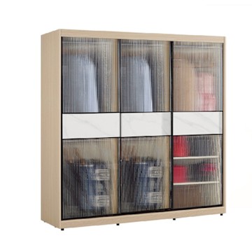 文創集 維爾泰玻璃6.1尺岩板鋁框衣櫃(吊衣桿x5＋內多分層格)-182x60x196cm免組