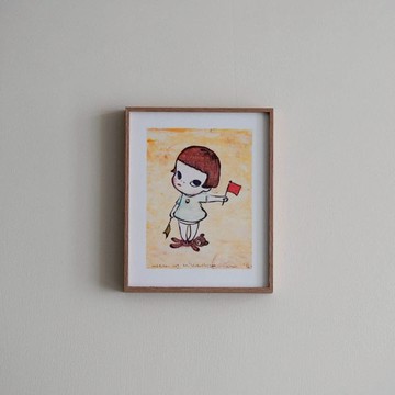 原版海報｜奈良美智 ：手旗少女 - 原木色鋁框